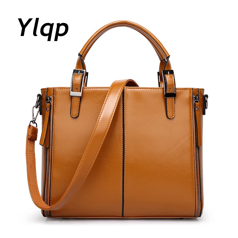 

2018 New Quality Oil Wax Leather Bucket Bags Handbags Women Famous Brands Shoulder Bags Women Briefcase bolsas femininas