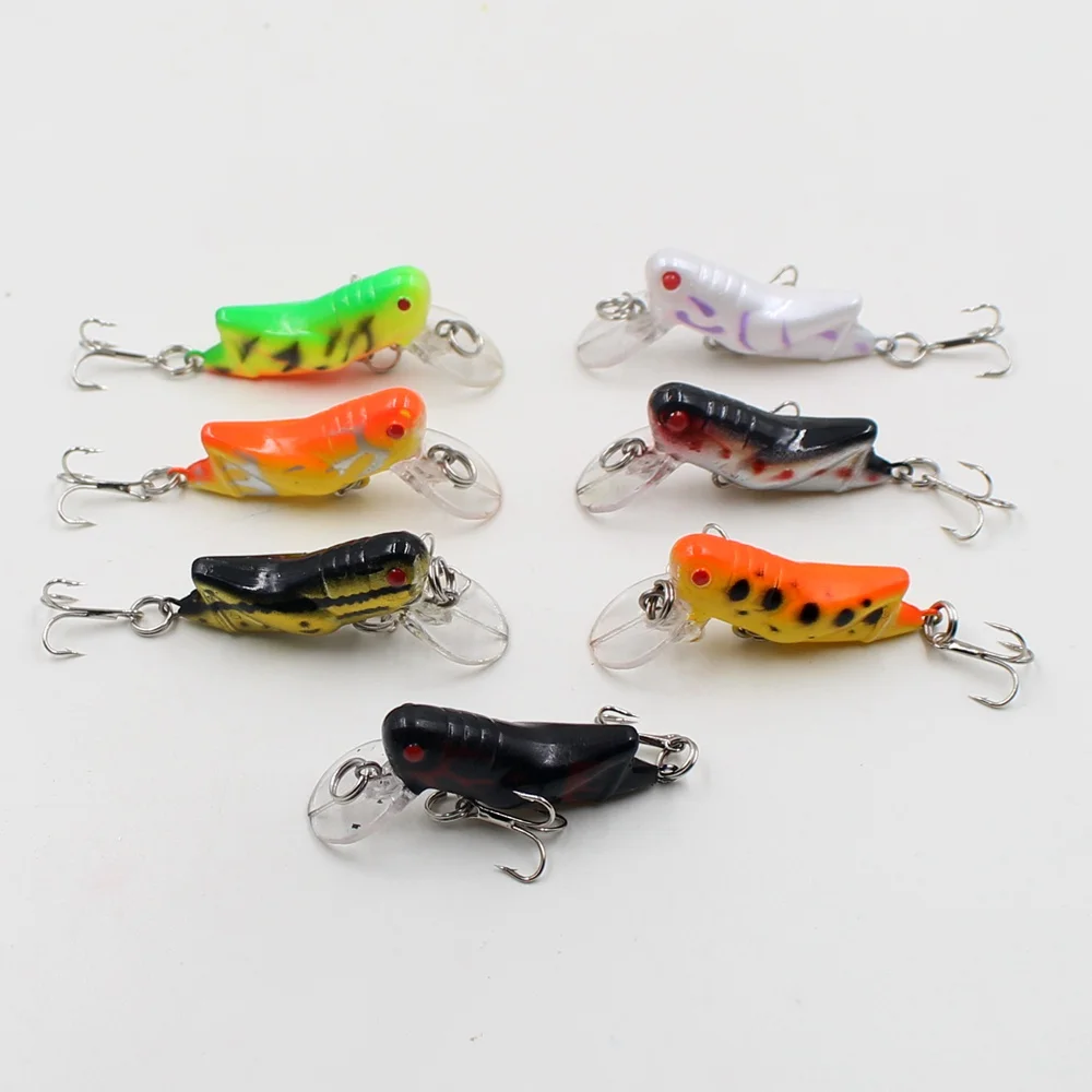 Cheap 1PCS Artificial Small colorful grasshopper Hard Crank two Sharp hooks font b fish b font