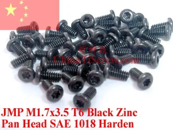 100 Pcs M14-60-P-BZ-FHT M1.4 X 6mm Plastic Thread Forming Screw Black Zinc Plated Steel Flat Head Torx Drive