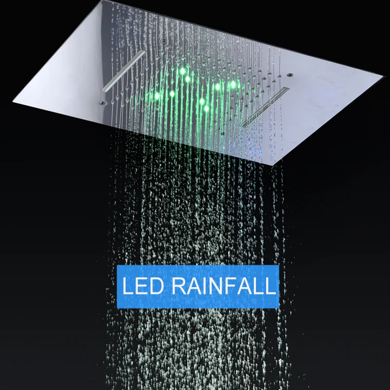 360x500 мм потайной потолочный Роскошный Набор смесителей тропических душей термостатический смеситель водопад светодиод водной энергии душевой набор ванна носик