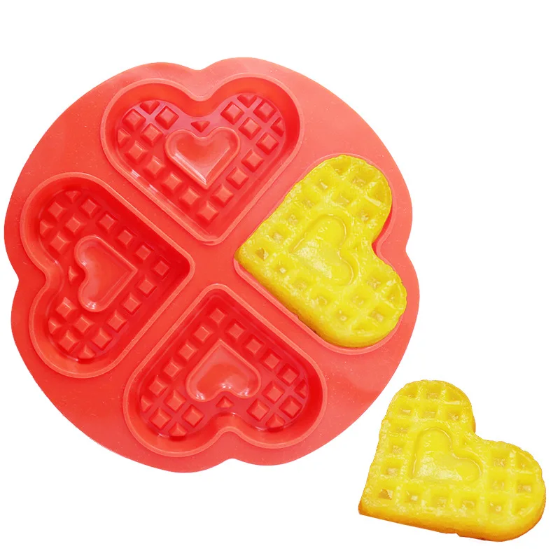 New DIY Heart Waffle Mold 4 Grid Silicone Pan Pan Biscuit Cake Muffin Cooking Tools Kitchen Accessories New DIY Heart Waffle Mold 4 Grid Silicone Pan Pan Biscuit Cake Muffin Cooking Tools Kitchen Accessories