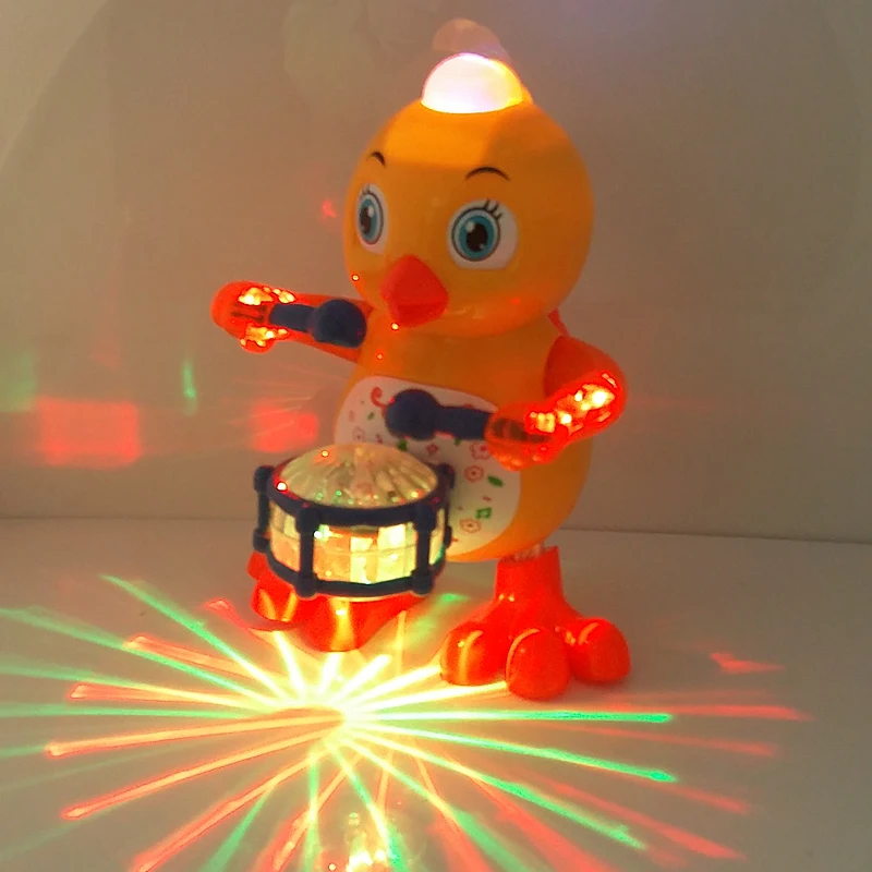 Танцы для цыплят, с аккумулятором работает игрушка фигурку игрушки с мигалками универсальный Электрический музыкальные детские игрушки