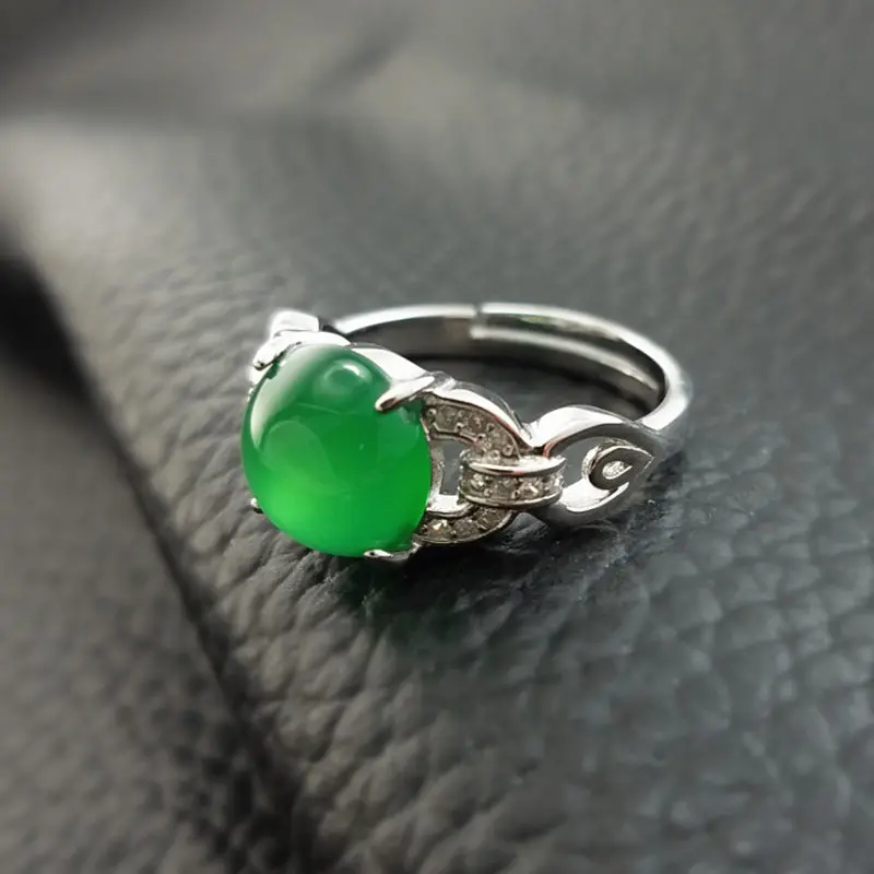

Vintage Elegant Green Onyx Stone Ring For Women 100% Real Sterling Silver 925 Band Set CZ Stone Female Jewelry Free Box Gift