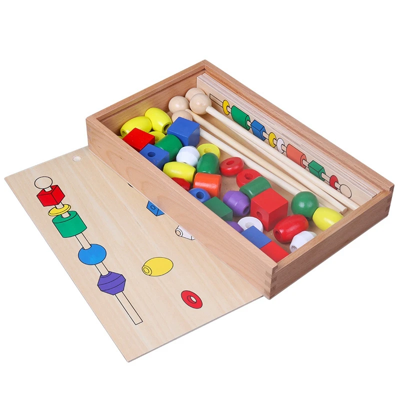 

Wooden Toy Bead Sequencing Set Block Toys Classic Toy Educational Games For Children