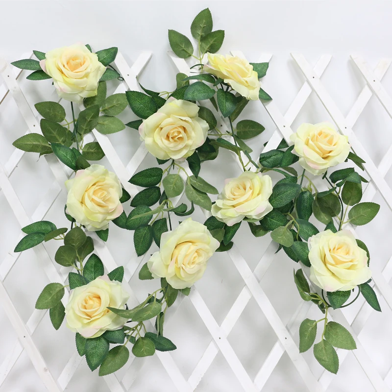 JAROWN Artificial 2m Multi Flower High Quality Rose Vine Fake Flower European Rose Home Wall Hanging Rattan Wedding Decor Flores (49)