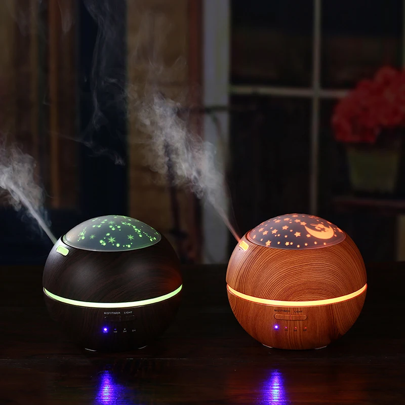 

Humidifier Ultrasonic Aromatherapy Diffuser Light Shadow Wood Grain Aroma Diffusers Creative Night Light Aromatherapy Mist Maker