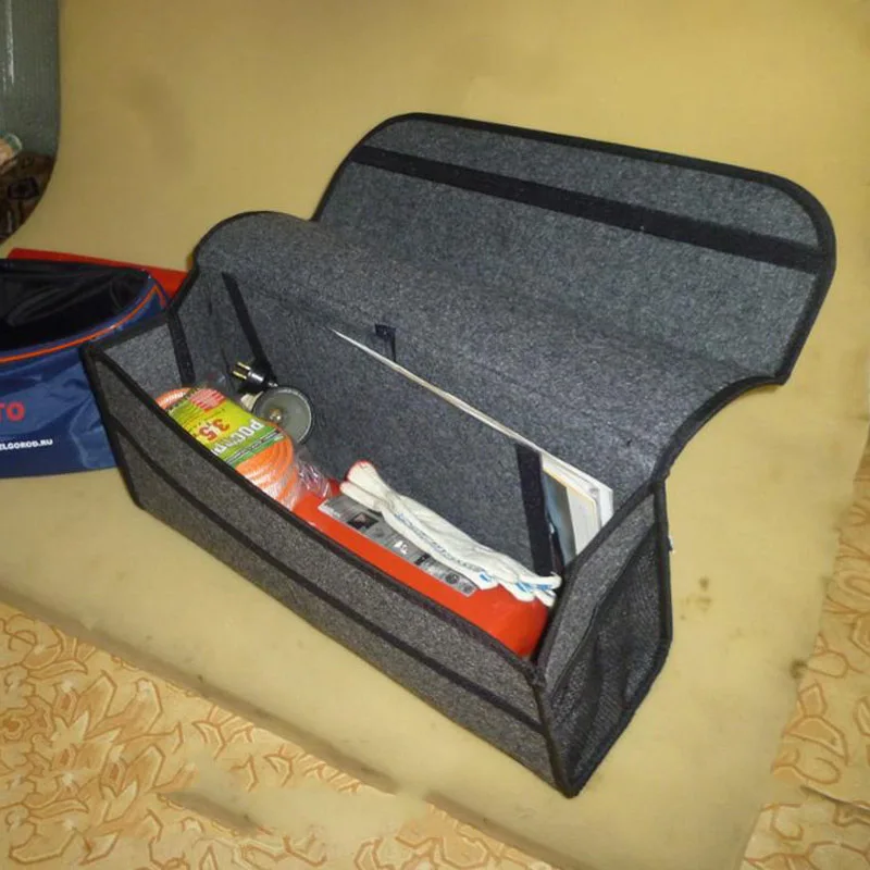 Мягкий шерстяной Портативный Складной автомобильный мешок для хранения войлочной ткани багажник Органайзер складной с разделительной доской для стайлинга автомобилей