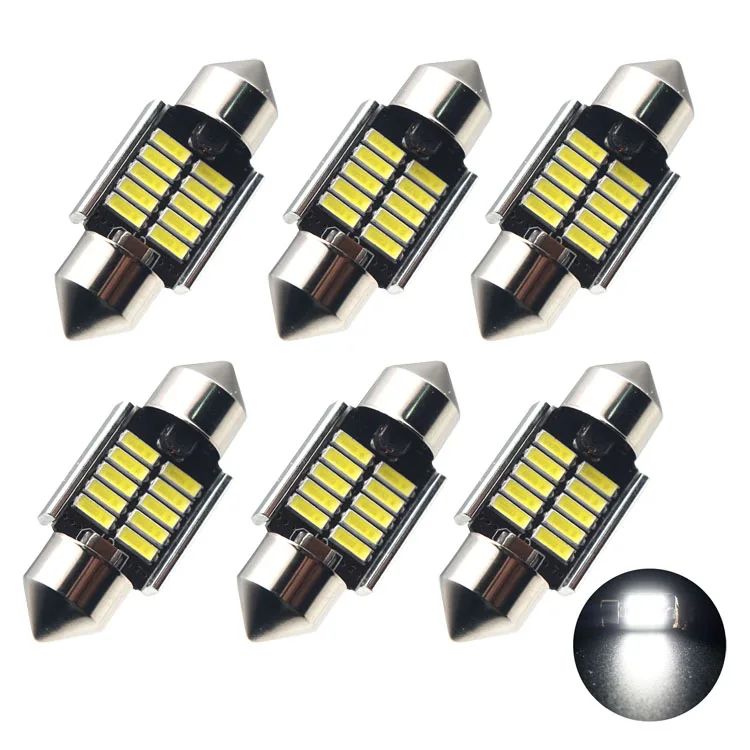 

6PCS Festoon 31/36/39/42mm LED Bulb C5W C10W Super Bright 4014 SMD Canbus Error Free Auto Interior Doom Lamp Car Styling Light