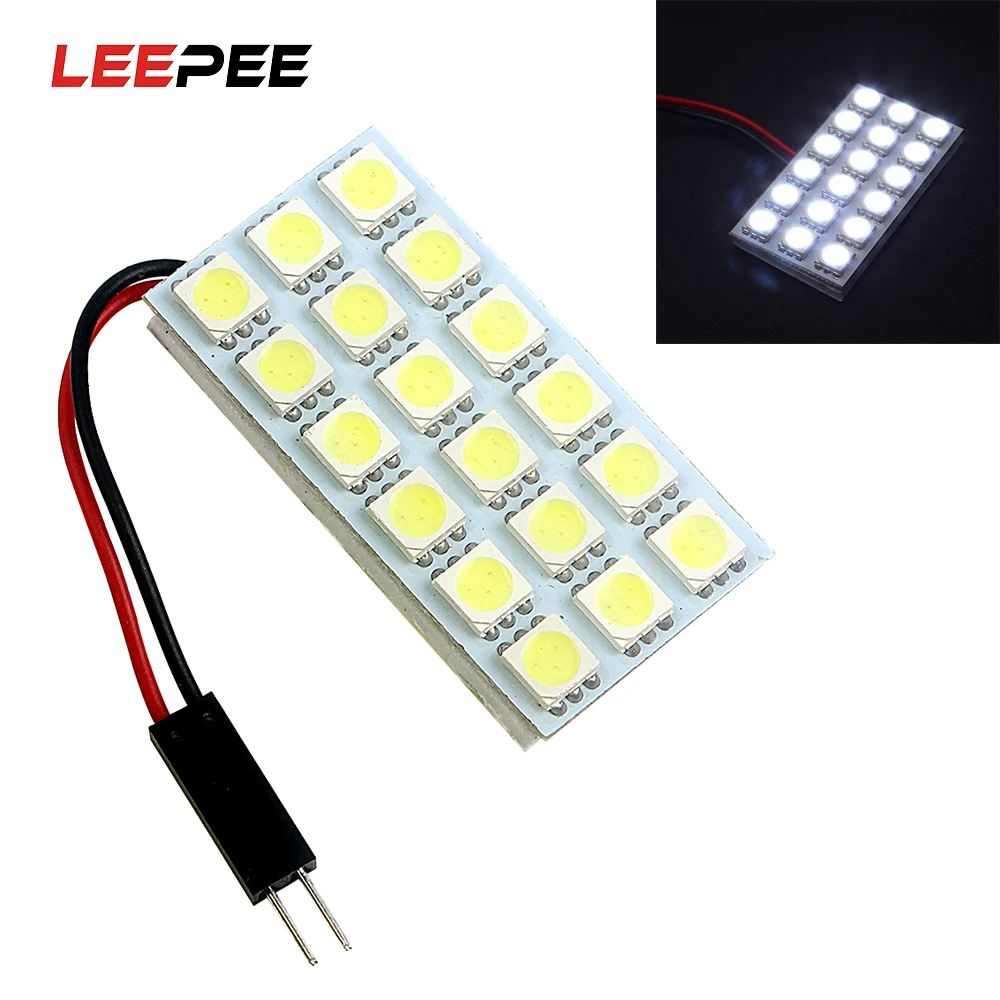 

LEEPEE Car LED Dome Panel Light 5050-18 SMD Adapters LED White Car Auto Reading Lamp DC12V Car Interior COB Lights Universal