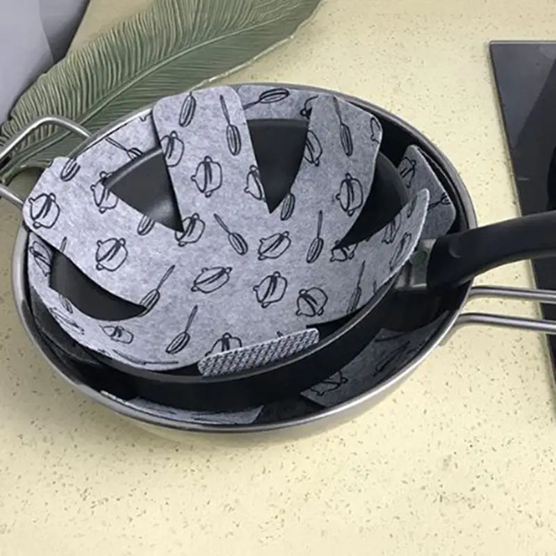 10pcs Non-woven Fabric Type Non-stick Pan Bottom Protection Pad 38cm Anti-hot Pad Heat Insulation Easy-to-clean Felt Pan Pad