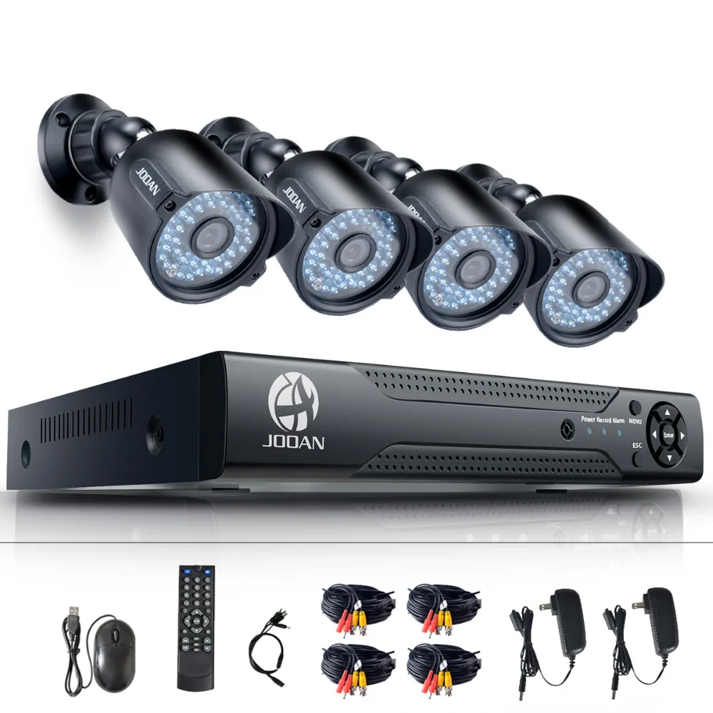 JOOAN 8CH DVR CCTV Video Recorder 4PCS 720P Home Security Waterproof Night Vision security Camera system Surveillance Kits