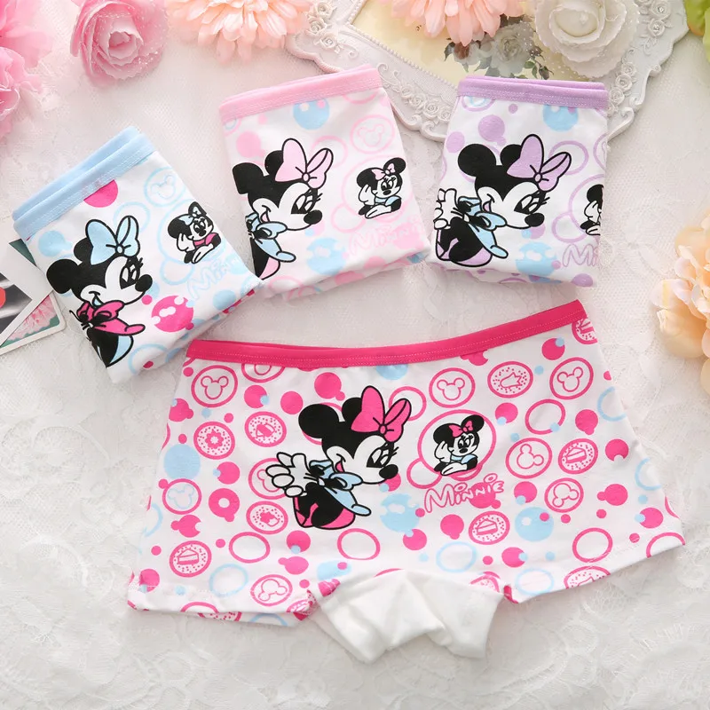 

4 pcs/lot KITTY Minnie Children's cotton underwear female cartoon printed baby girls underwear boxer briefs panties