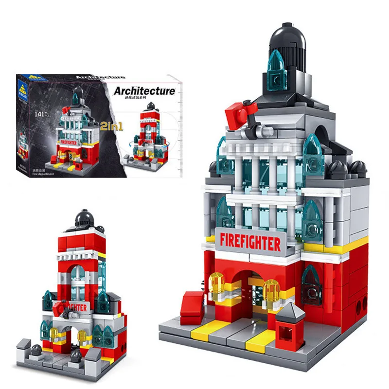 KAZI City Architecture Building Blocks Firefighter Station DIY Bricks Children Game Educational Toys | Игрушки и хобби