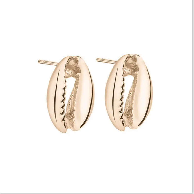 Cowrie Shell Stud Earrings Boho Ocean Beach Seashell Earrings for Women Girls Brincos Jewelry