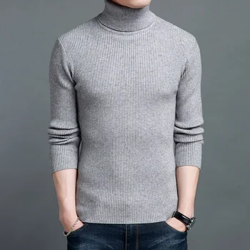 

Uwback Wool Sweaters Men Winter Turtleneck Long Sleeve Pure Color Quality Top Slim Warm Knitted Sweater Thick Cardigan 4XL XA168