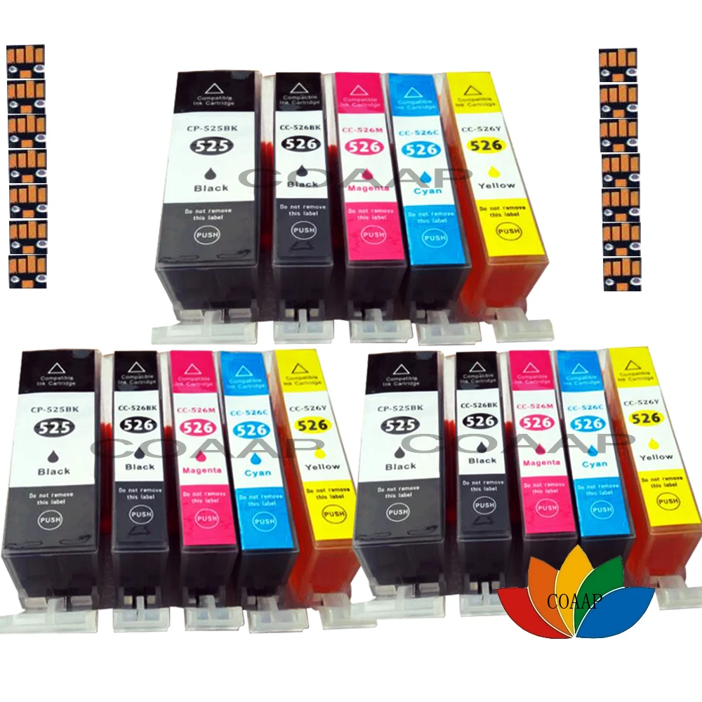 

15 Compatible pgi 525 cli 526 ink cartridge for Canon PIXMA iP4950 IP4850 iX6550 MG5150 MG5250 MG5350 MX715 MX885 MX895 Printer