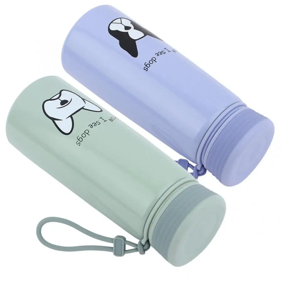 Portable 400ml Cute Dog Portable Water Bottle Hot Quality Double Wall Thermo Cup With Handle Rope Bottle for Travel