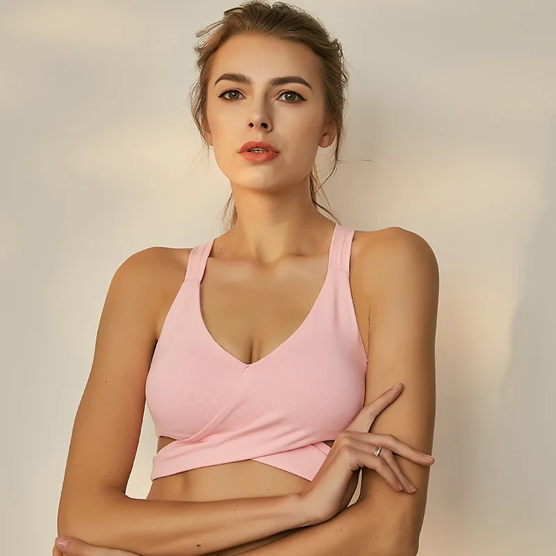 

2018 Sexy Back Soft Shockproof bras Yoga Bra Sports Bra With Removable Cups Fitness Running Bra Tops Exercise Vest