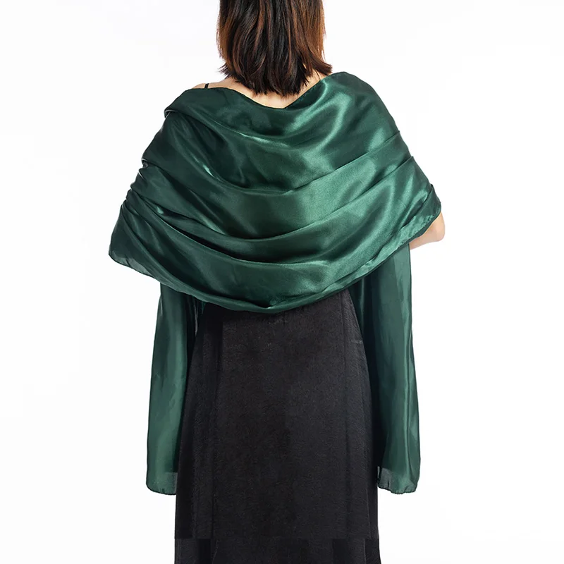 Элегантный платок из обёрточной бумаги Свадебная Шаль атласная шарф шаль вечернее вечерние обруч Свадебная шаль невесты Чал fiesta OEM принимаются заказы - Цвет: Emerald green