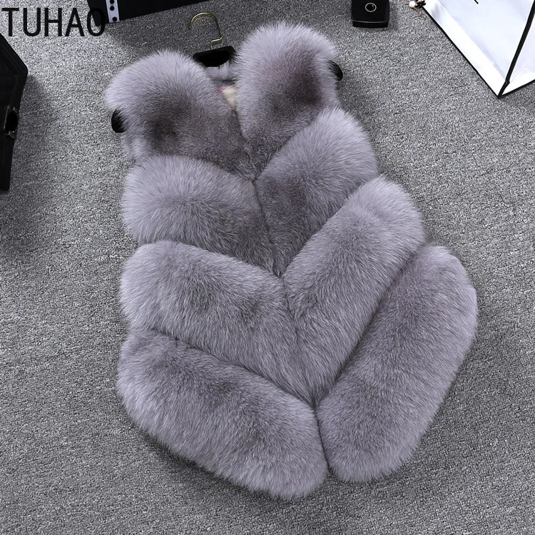 TUHAO размера плюс 4XL 3XL Женский жилет из искусственного меха зимняя теплая элегантная Офисная Женская жилетка из искусственного меха пальто из искусственного меха жилет из лисьего меха