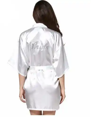 white silk robe bride