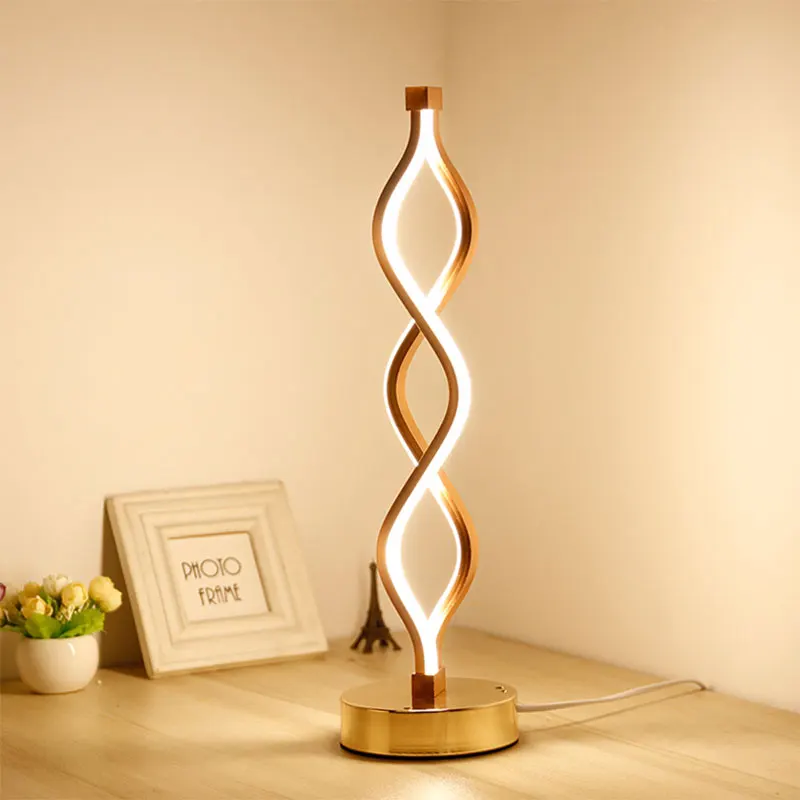 Billige Moderne LED Tisch Licht Kreative Design Spirale Acryl Kunst Tisch Lampen Für Schlafzimmer Nacht Dekoration Und Beleuchtung