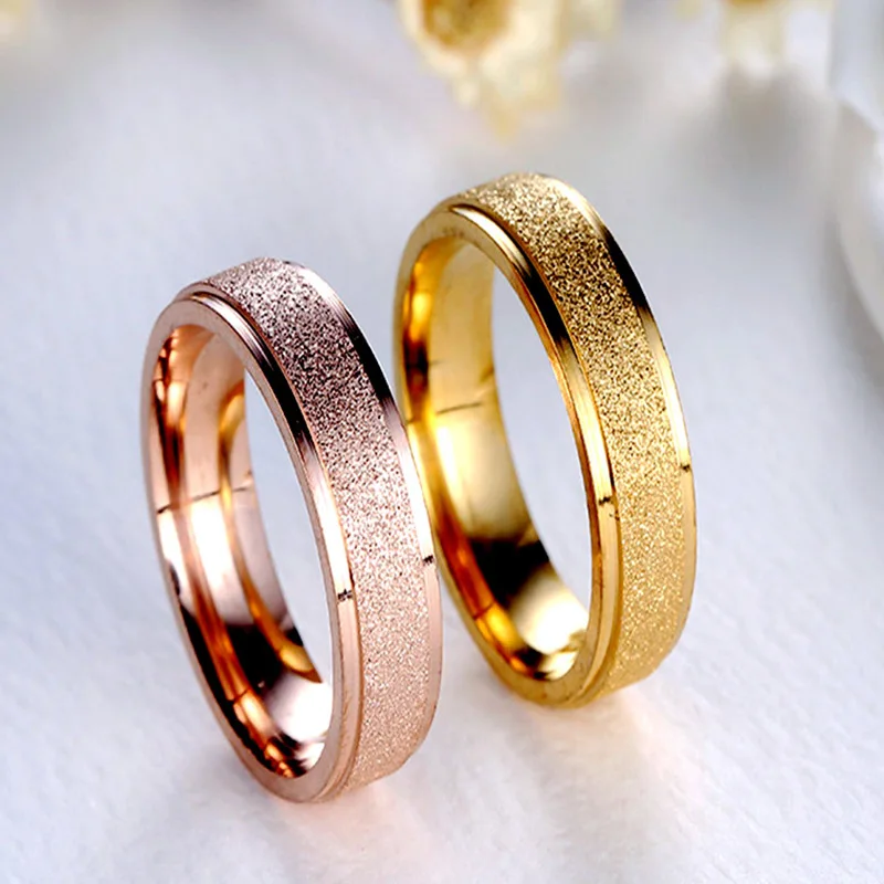

Men Punk Wide Ring Stainless Steel Wedding Rings For Women Couple Jewelry Gift Rose Gold Silver Color Jewellery Accessories
