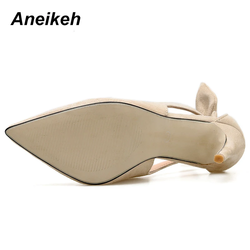 Aneikeh 2019 High Hells Sexy Shoes Women Pointed Toe 11CM Thin Heel Party Fashion Faux Suede Ladies Party Dress Shoes Size 35-40