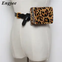 Engyee модные женские туфли талии Сумка Женская поясная сумка телефон Чехол сумки натуральная кожа Хип пояса мешок леди Leopard натуральным