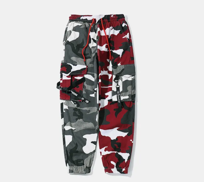 

2019 Men Spring Autumn Camouflage Hip Pop Pencil Pants Trousers Male Casual Fashion Loose Style Patchwork Pants Men