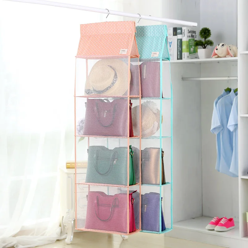 Wardrobe bag clothes storage hanging bag Transparent multi layer wall