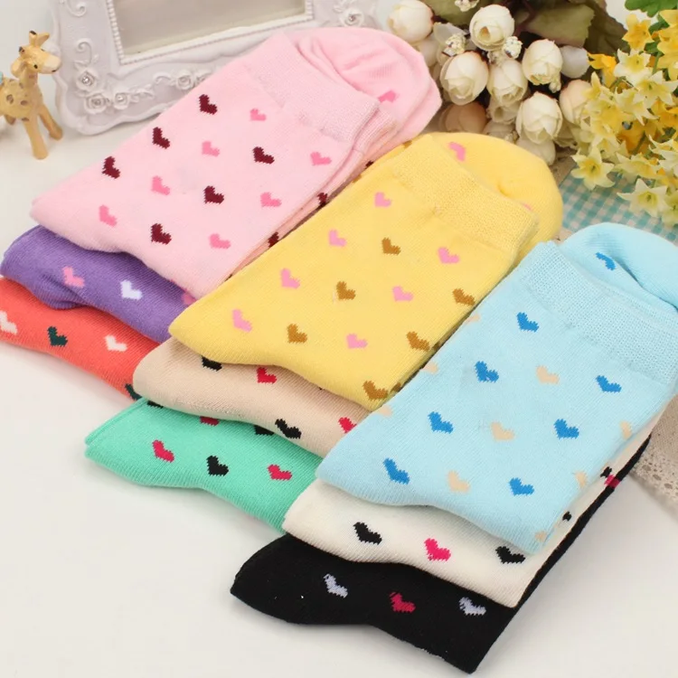 

Candy Color Women's Casual Cute Heart Pattern Short Socks 1 Pair WZ169