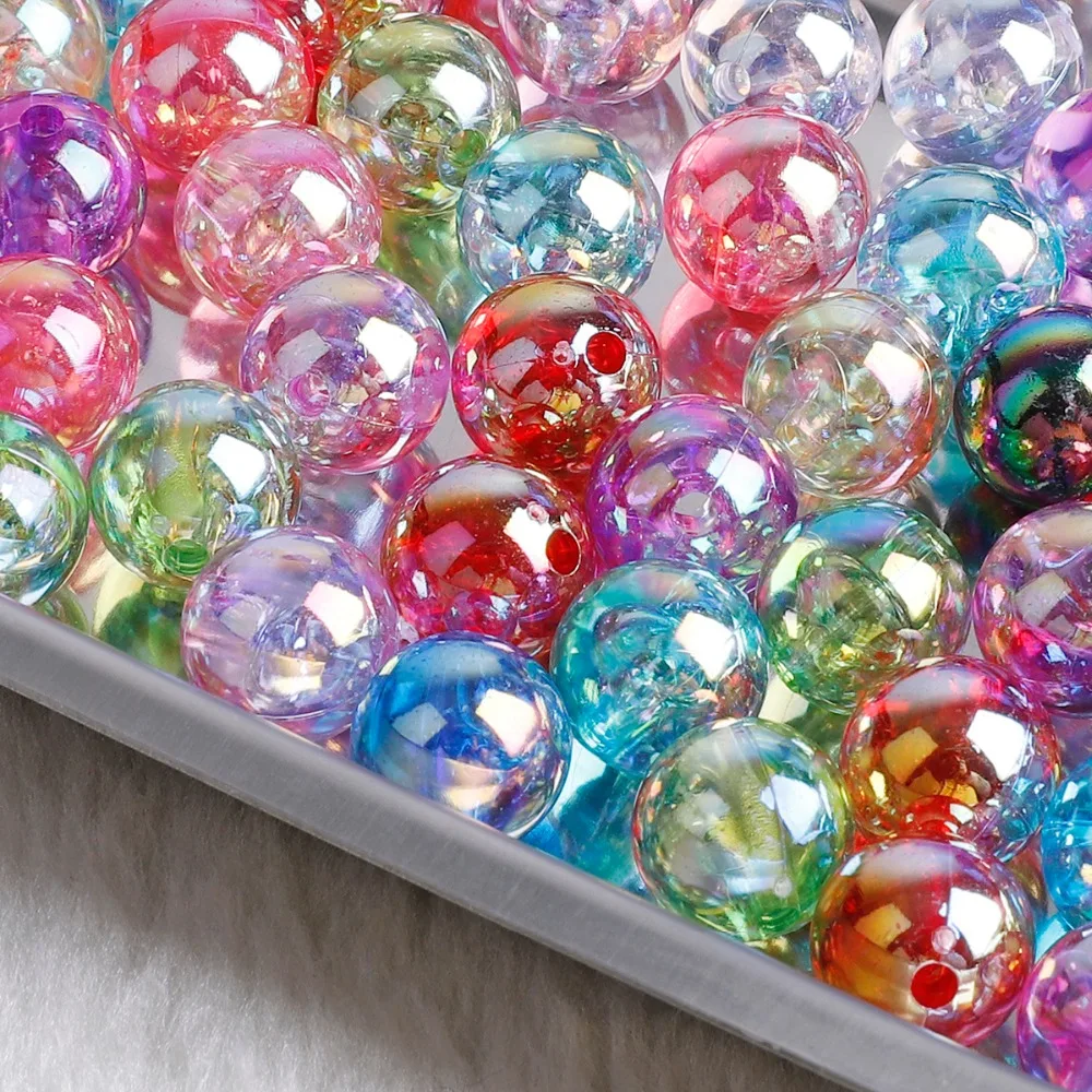 

NEW Acrylic Beads Rainbow AB Color 6mm/8mm/10mm/12mm Round Loose Spacer Beads For Jewelry Making DIY Bracelet
