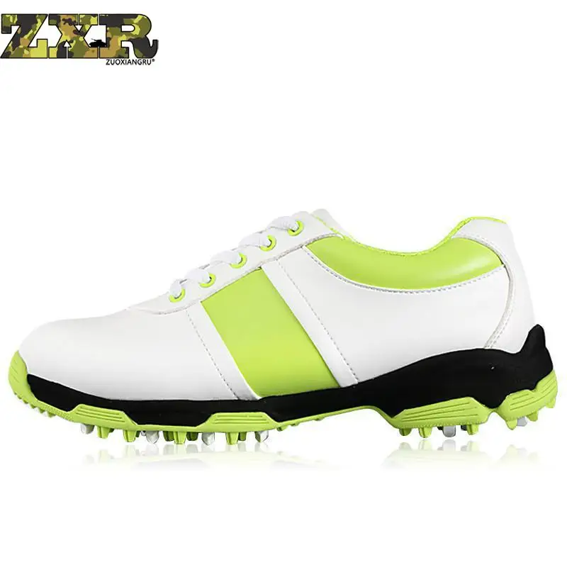 

New Woman Golf Shoes 3d Breathable Fiber Skin Outdoor Sport Shoes Anti-skid Spikes Nature Rubber Solid Toe Golf Shoes