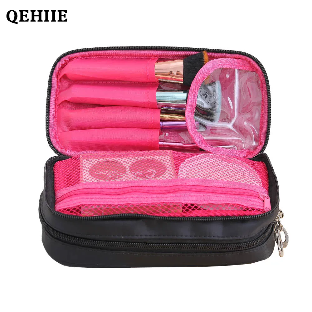 العلامة التجارية المنظم سفر سيدة مستحضرات التجميل حقيبة نايلون للماء التجميل حقيبة التخزين سعة كبيرة السيدات حقيبة مستحضرات تجميل حالة