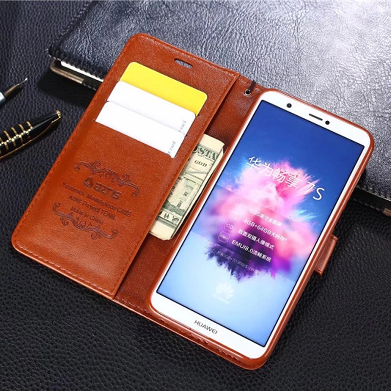 

Vintage Wallet Flip Leather Cases For Huawei P Smart ( Huawei Enjoy 7S ) Case Luxury Phone Cover With Kickstand