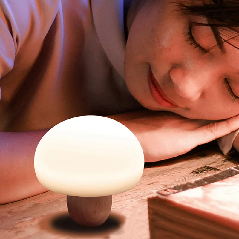 Colorful USB Rechargeable Cartoon Silicone Mushroom LED Night Light Table Lamp Bedroom Decor New Hot