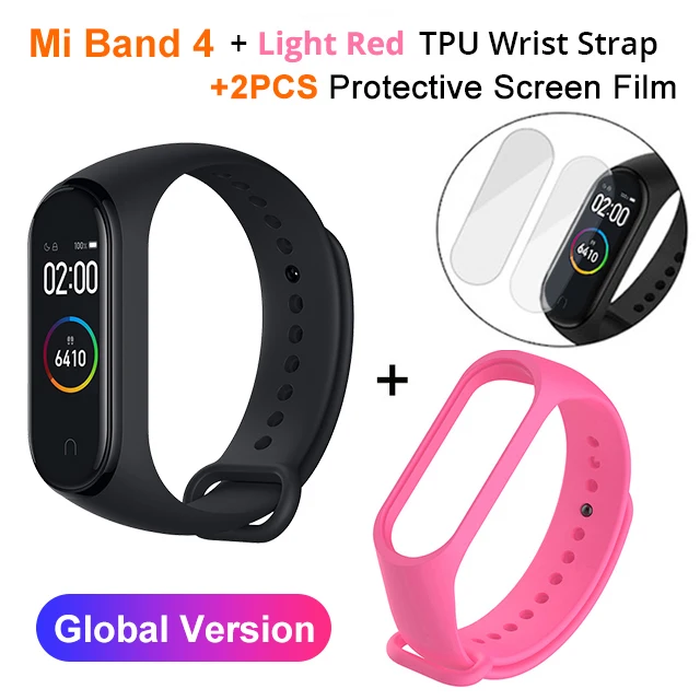 miband4 N LightRedSt Xiaomi mi браслет 4 Smartband 3 цвета экран частота сердечных сокращений mi Band 4 фитнес-браслет Bluetooth 5,0 водонепроницаемый - Цвет: miband4 N LightRedSt