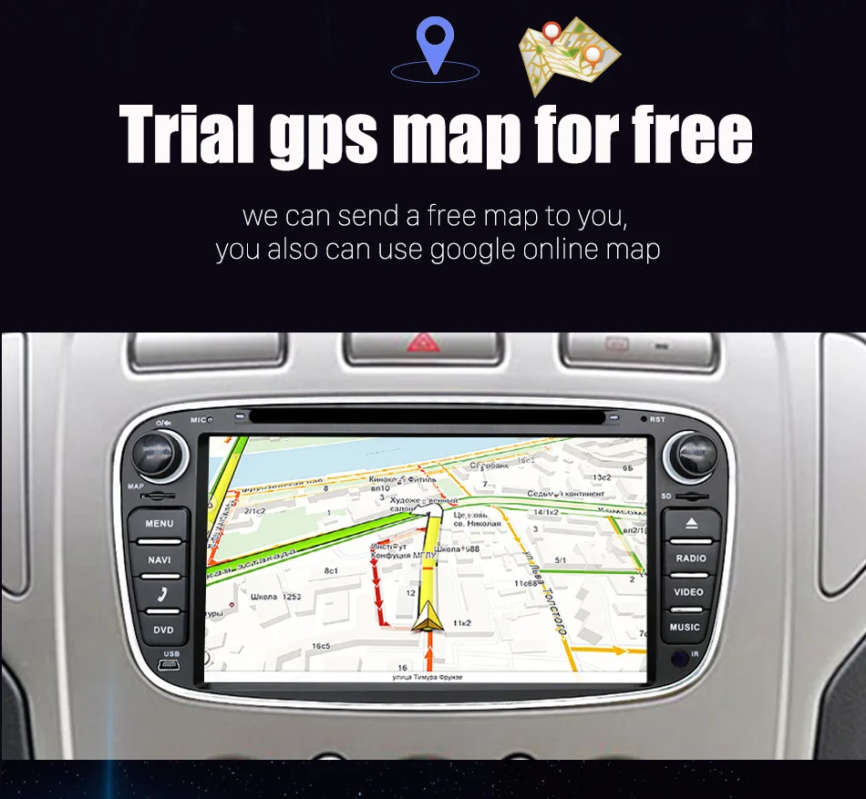 Perfect Eunavi 2 din Android 9.0 Car DVD Player for Ford focus II Galaxy Transit Tourneo Mondeo 2din GPS Multimedia radio Headunit IPS 1