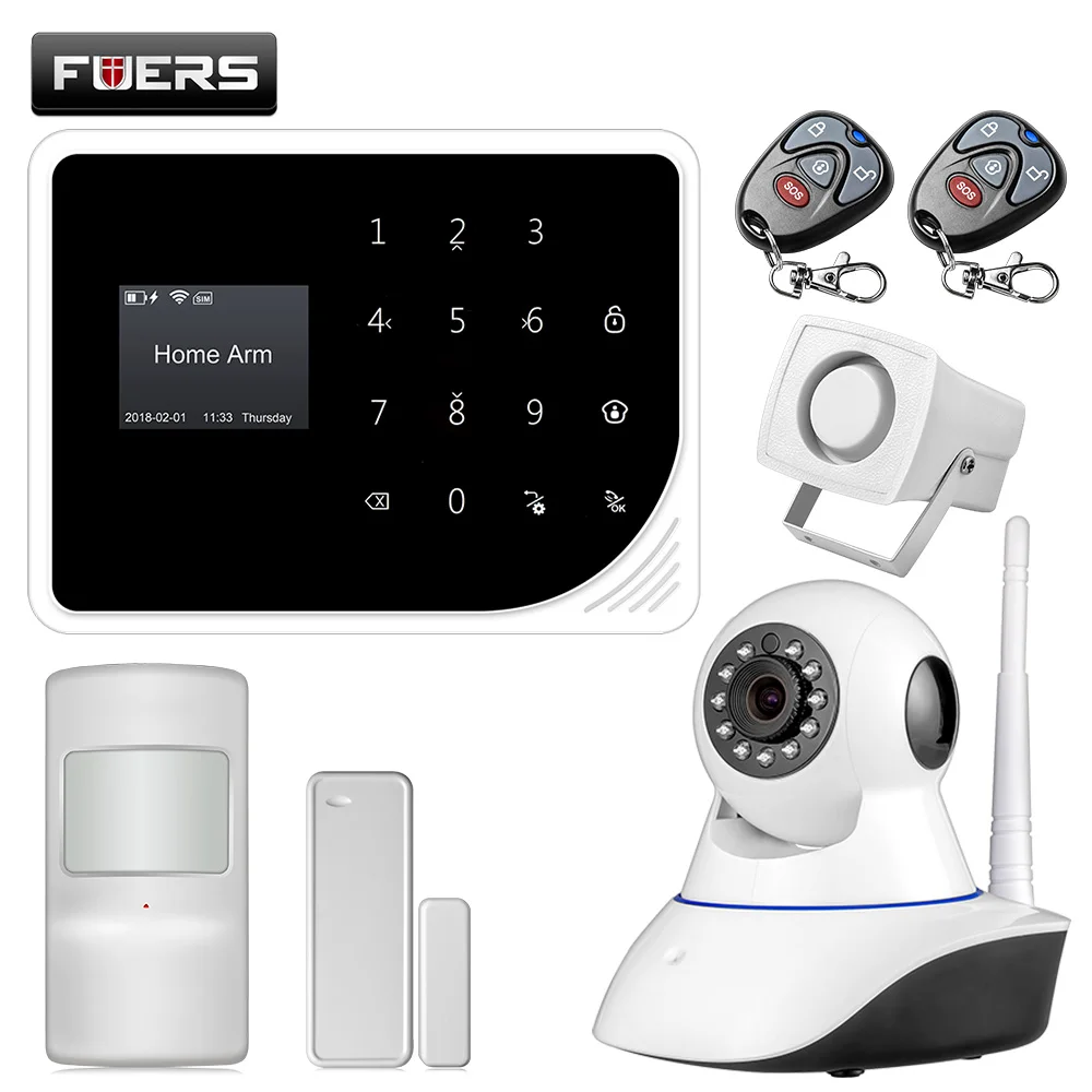 

FUERS S5 wireless Security Home Alarm System APP Control Alarm Russian Spanish English Dutch with 720P IP camera