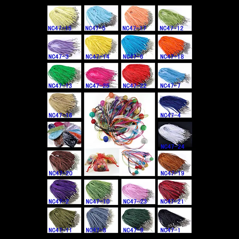 

20pcs/Lot Wholesale Organza Ribbon Necklace Materials To Make Necklaces Accessories DIY Jewelry Fittings 24 Colors 43cm