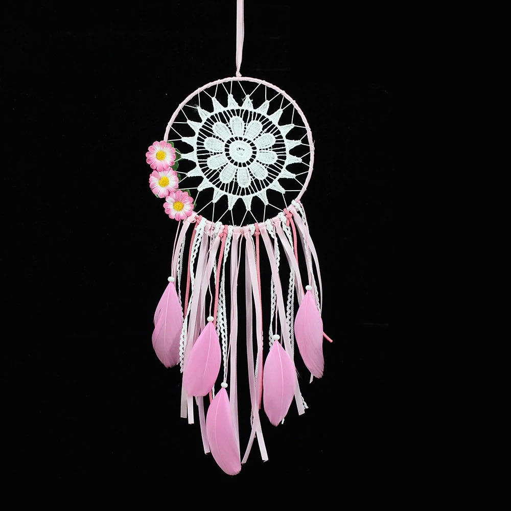 

Lovely Flowers Style Pink Dream Catcher Wall Hanging Decoration Craft Wedding Party Home Decor Indian Traditional Dream Catcher