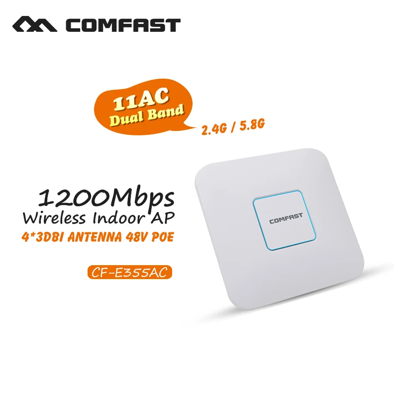 

Comfast Wireless Router 1200Mbps Wireless Access Point Dual Band 2.4G&5G Max 500 Square Meters Coverage 802.11AC CF-E355AC