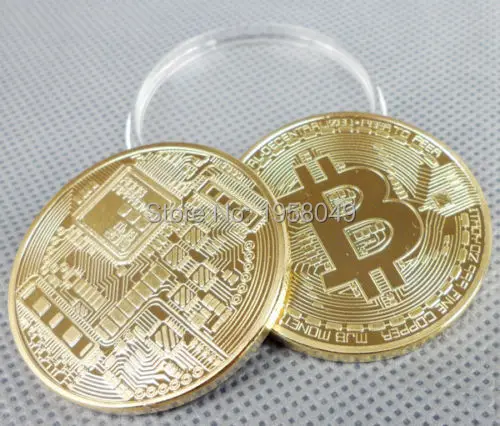 New hot sale 1OZ Bitcoin Currency Wholesale 1pcs /lot Free Shipping .999 Gold Clad Computer Chip CIRCUITRY BTC Round Coins