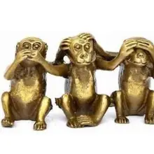 Медная Статуя Три мудрых обезьяны hear see Talk no evil 3 monkey