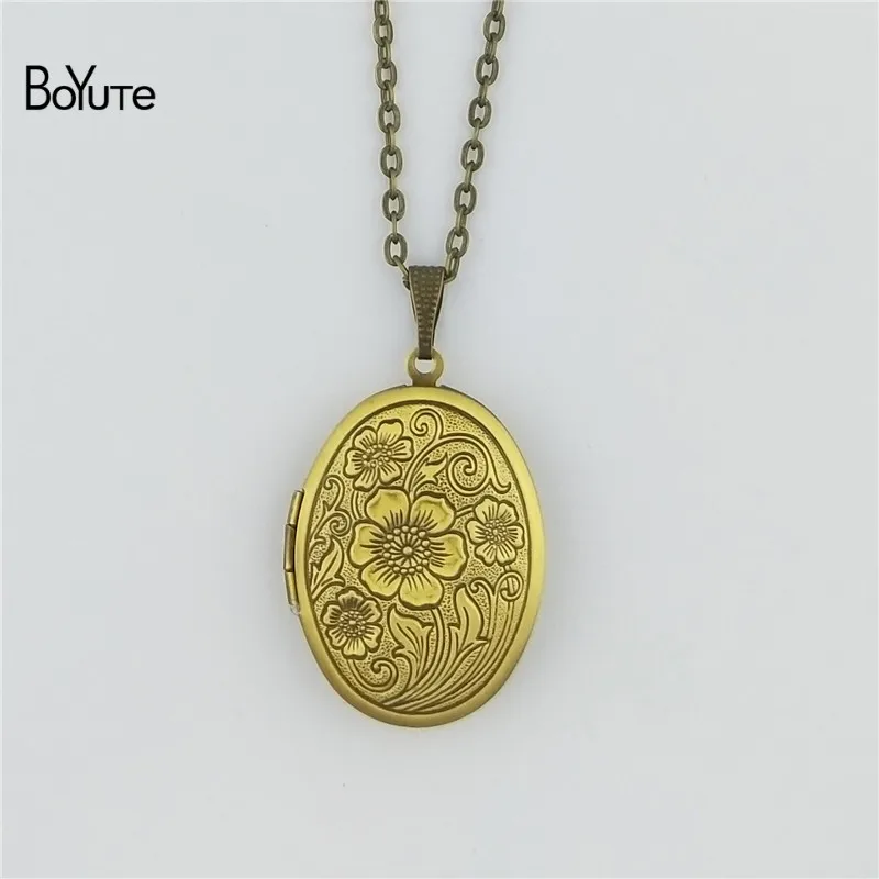 BoYuTe 70CM Chain 2329MM Oval Open Photo Pendant Locket Necklace Vintage Jewelry (5)