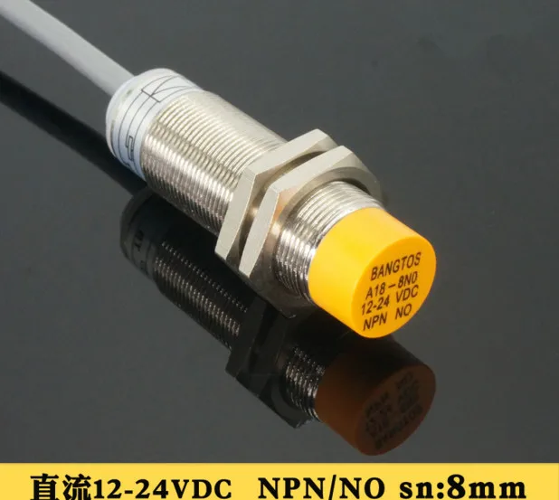 

FREE SHIPPING 100% NEW A18-8NO Proximity Switch M18 Three-wire NPN/PNP Normally Open DC24V Metal Inductive Sensor