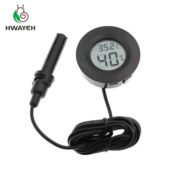 

black mini Humidity tester Hygrometer Thermometer Round Temperature meter probe for Aquarium Freezer Refrigerator with line