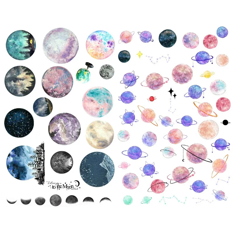 

1 PCS Colorful Cosmos Planet Korean Precut Decoration Stickers Desk Organizer School Supplies Office Accessories