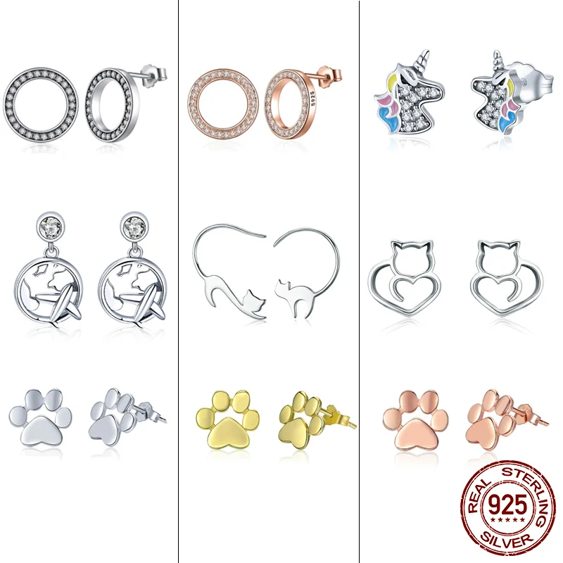 Трендовые 925 пробы серебряные серьги-гвоздики "Путешествие самолет" Для Женщин, Модные Ювелирные изделия из стерлингового серебра